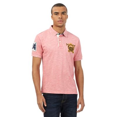 St George by Duffer Pink textured chest logo polo shirt
